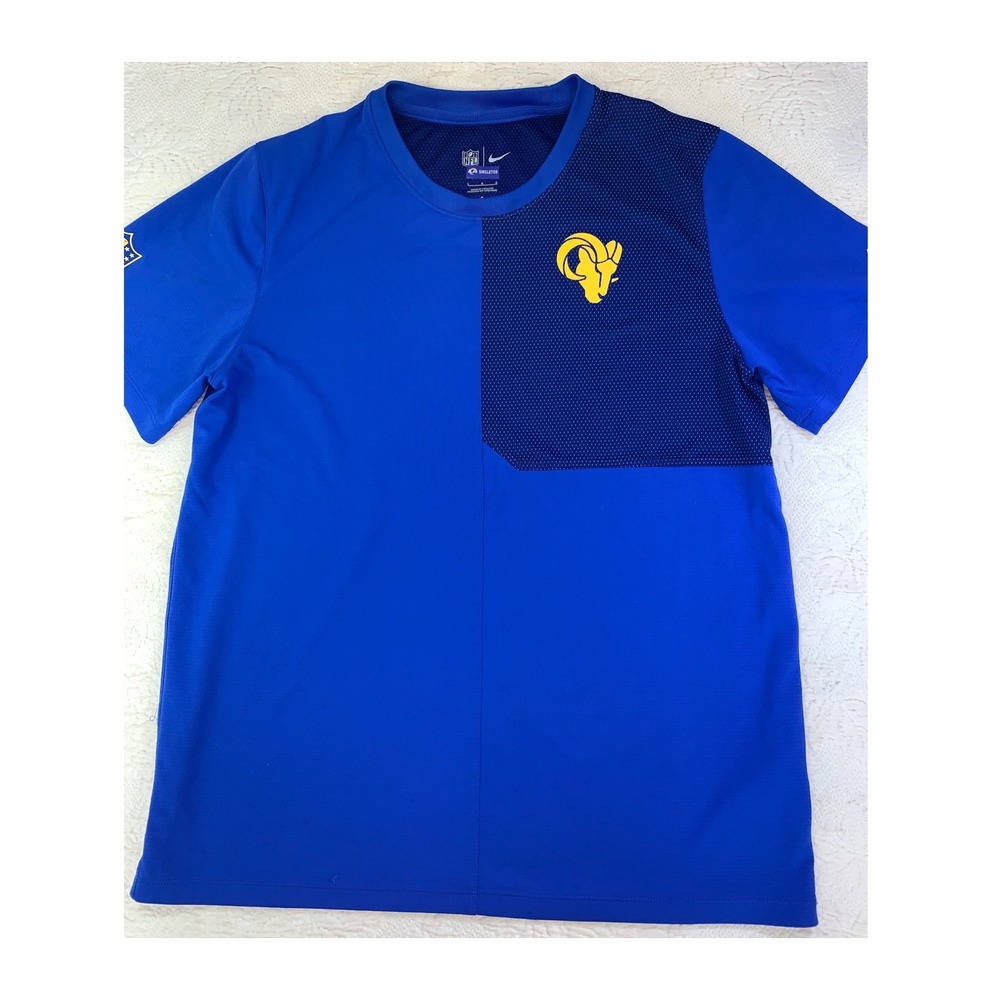 Nike Los Angeles Rams NFL Team Issued Blue Training T-Shirt Mens Large 03B2-0DGG